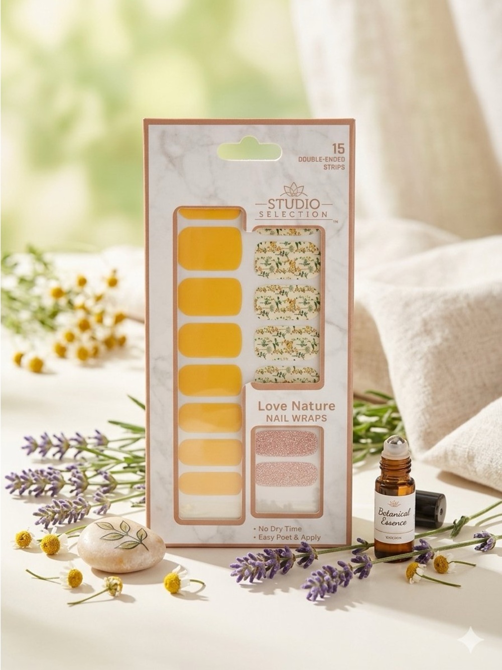 Love Nature Yellow & Floral Press-On Nail Wraps